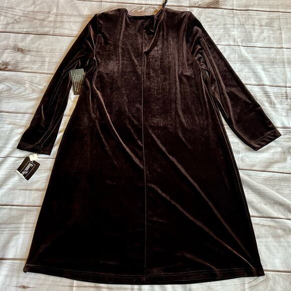NWT Vintage Ronnie Nichole Velvet midi shift dress Whimsigoth Dark brown 14 W - Picture 4 of 6